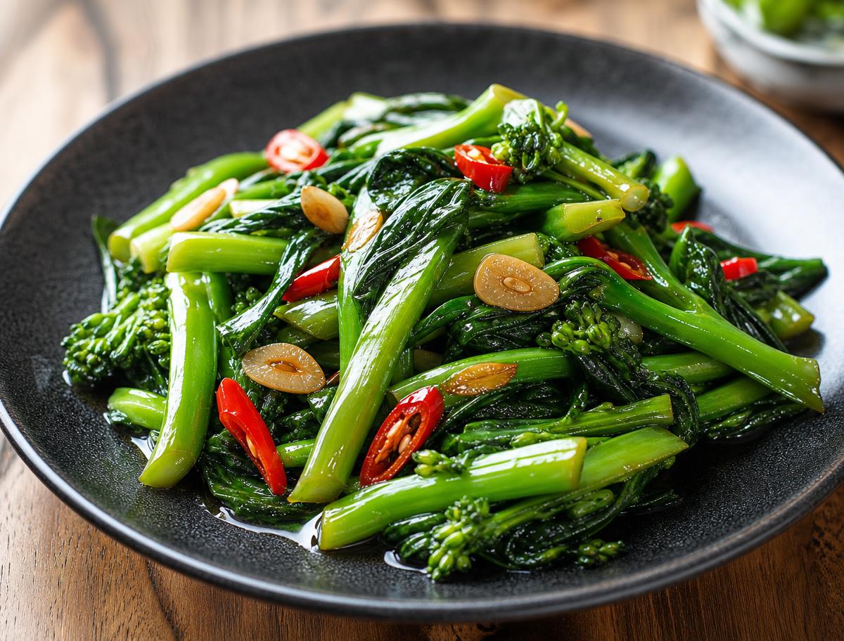 Stir-fried Kai Lan with garlic and chilli